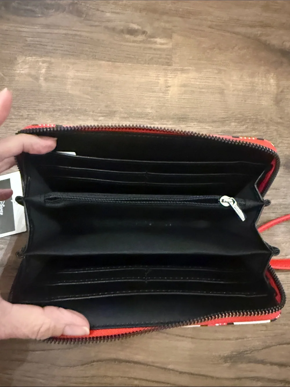 Disney Minnie Mouse Red and White Stripe Zip Wallet